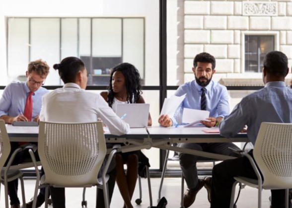 Team in a meeting