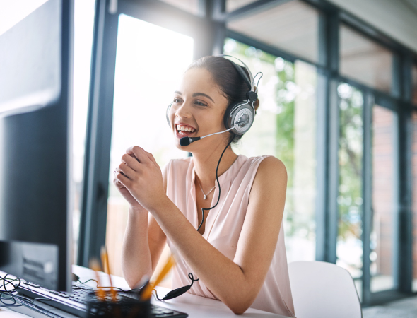 Woman wearing headphones