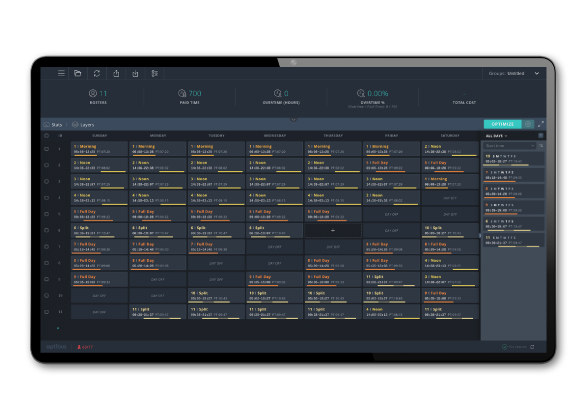 Screen with data and numbers