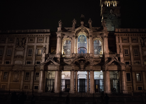 fachada exterior de la basílica de Santa María la Mayor