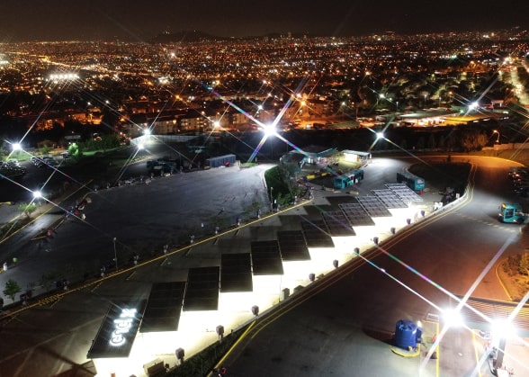 top view of an electric bus depot