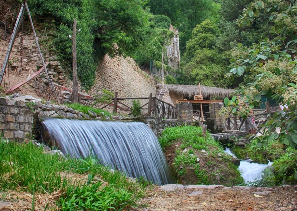 Waterfall immersed in greenery